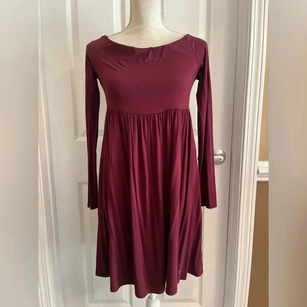 MTS Off the Shoulder Babydoll Burgundy Wine Color Dress size Small. NWT - Picture 9 of 11
